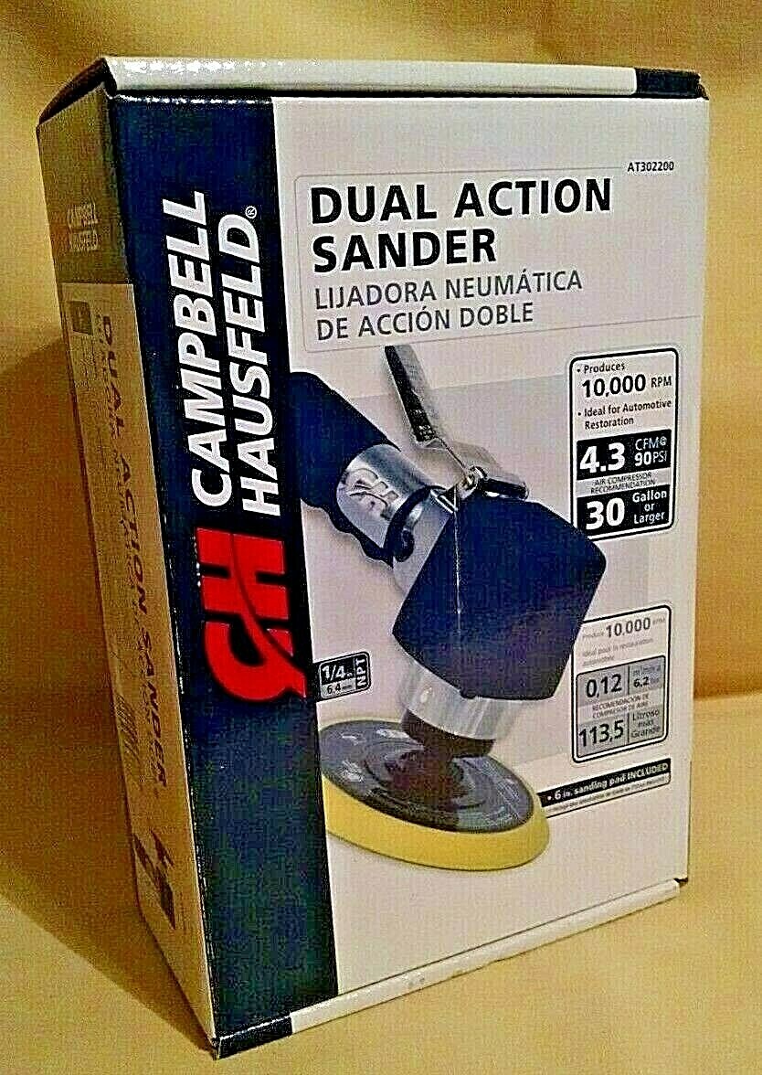 SANDER DUAL ACTION NEW CAMPBELL HAUSFELD A302200 10,000 RPM 4.3 CFM 90 PSI PAD.