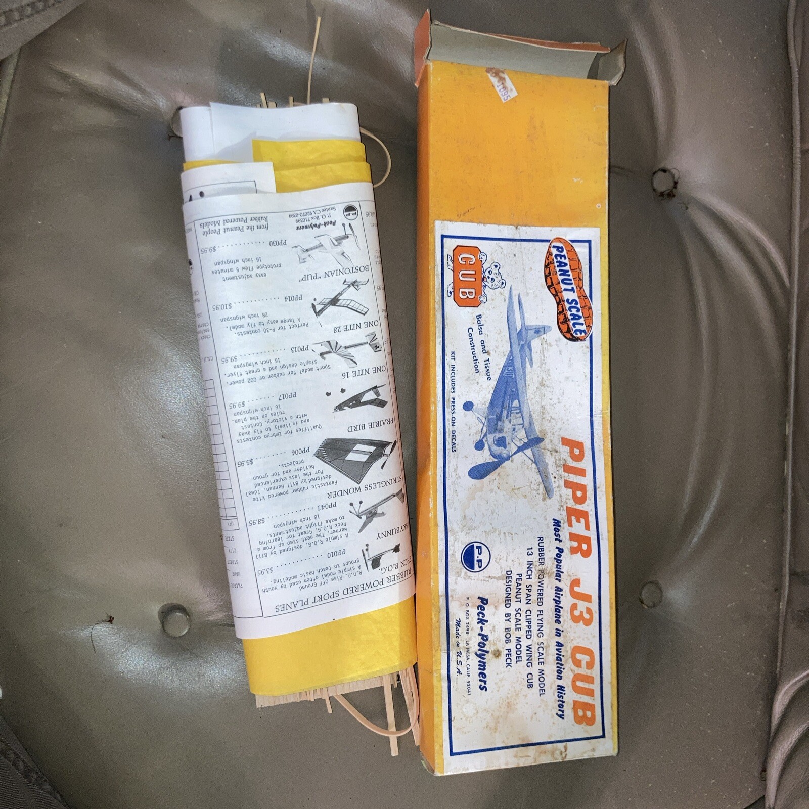Peck Polymers Piper J-3 Cub Kit 13inch Wingspan Rubber Powered Peanut Scale