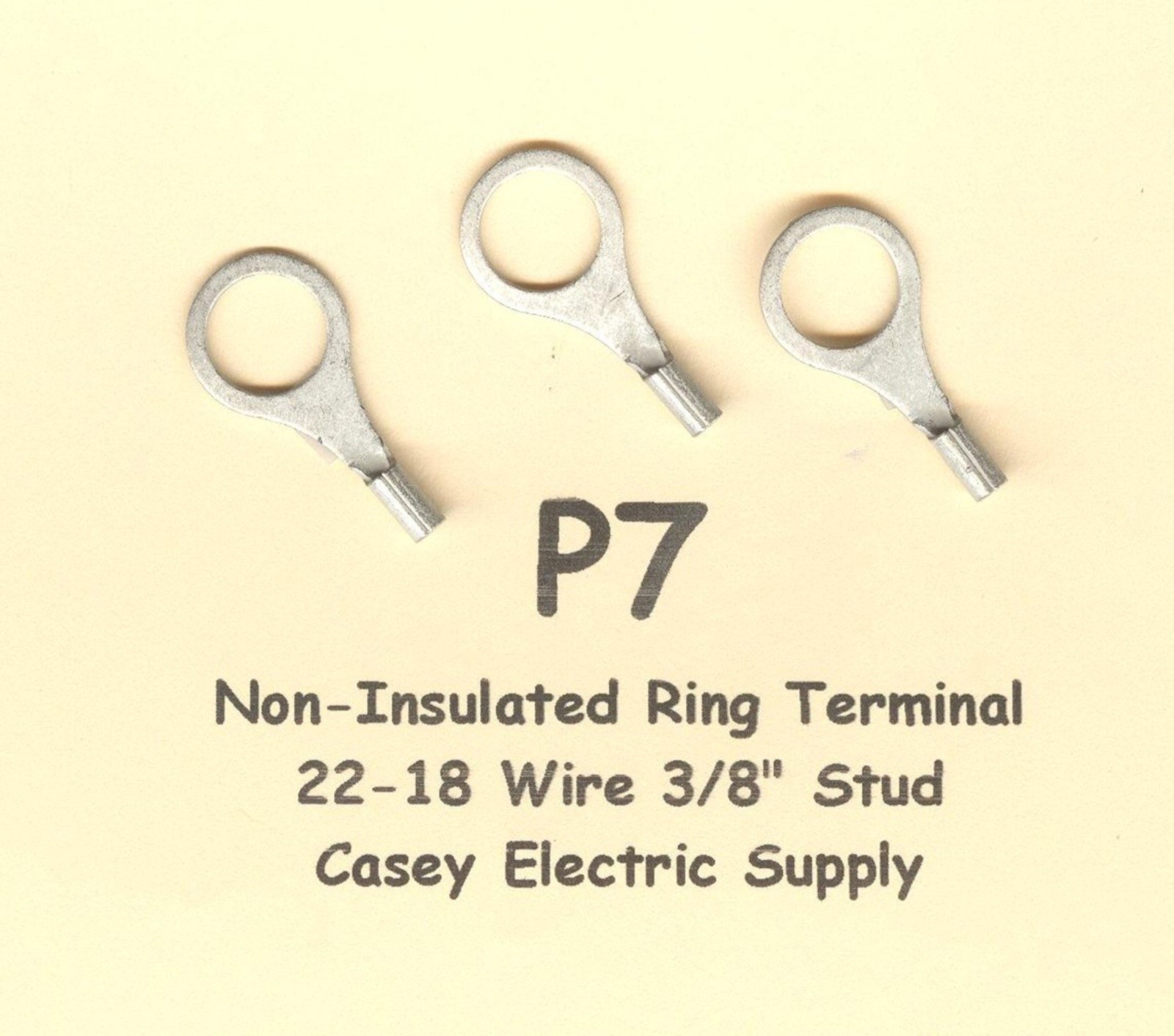 50 Non-Insulated RING Uninsulated Terminal Connector #22-18 Gauge Wire 3/8" Stud