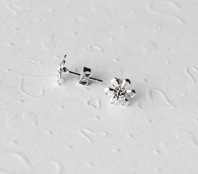 10 Round Earstuds Earwire Sterling Silver Post Clear Crystal Rhinestone EF010