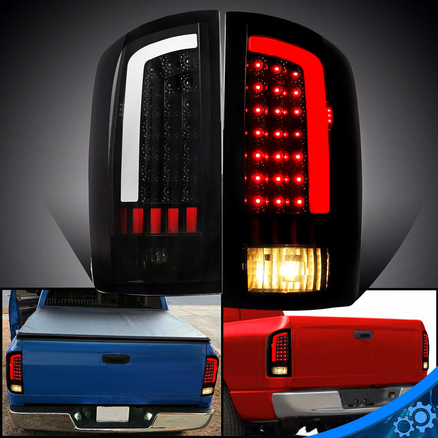 For 2002-2006 Dodge Ram 1500 2003-2006 2500 3500 LED Tail Lights Lamps Smoke