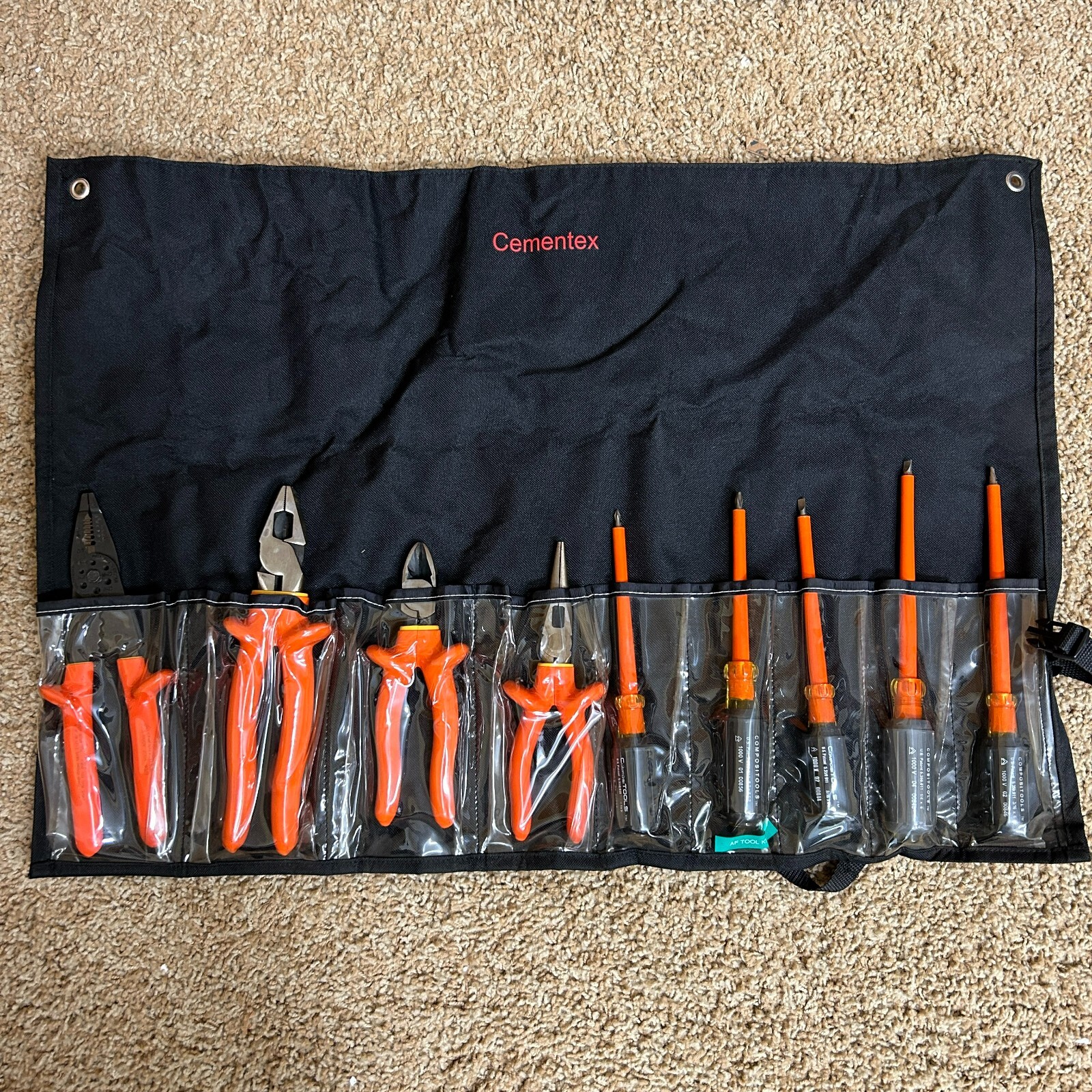 Cementex Basic Electrician's Tool Kit Set of 9 with Roll Case TR-9ELK