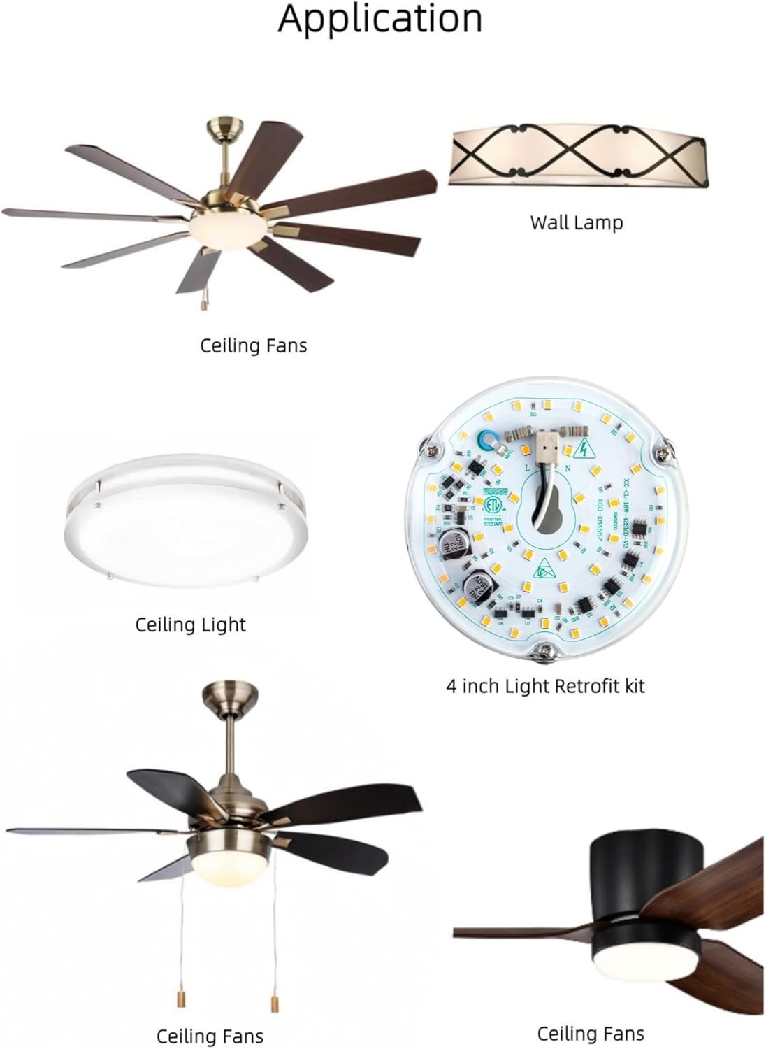 4 inch LED Retrofit Light Kit for Ceiling Fan Replacement White 6000K