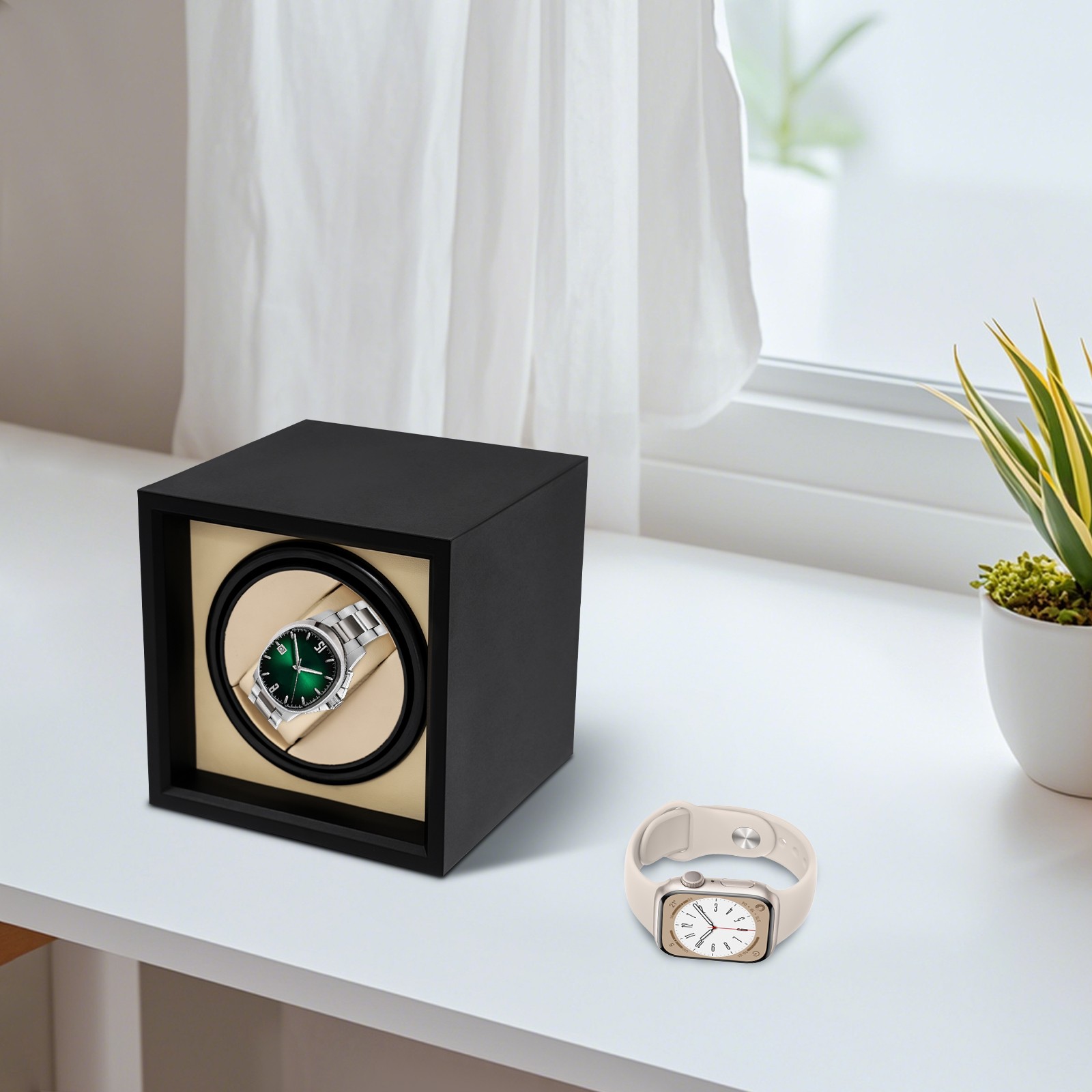 Luxury Display Automatic Watch Winder Storage Box Pu,Solid Wood,Sponge For Gift
