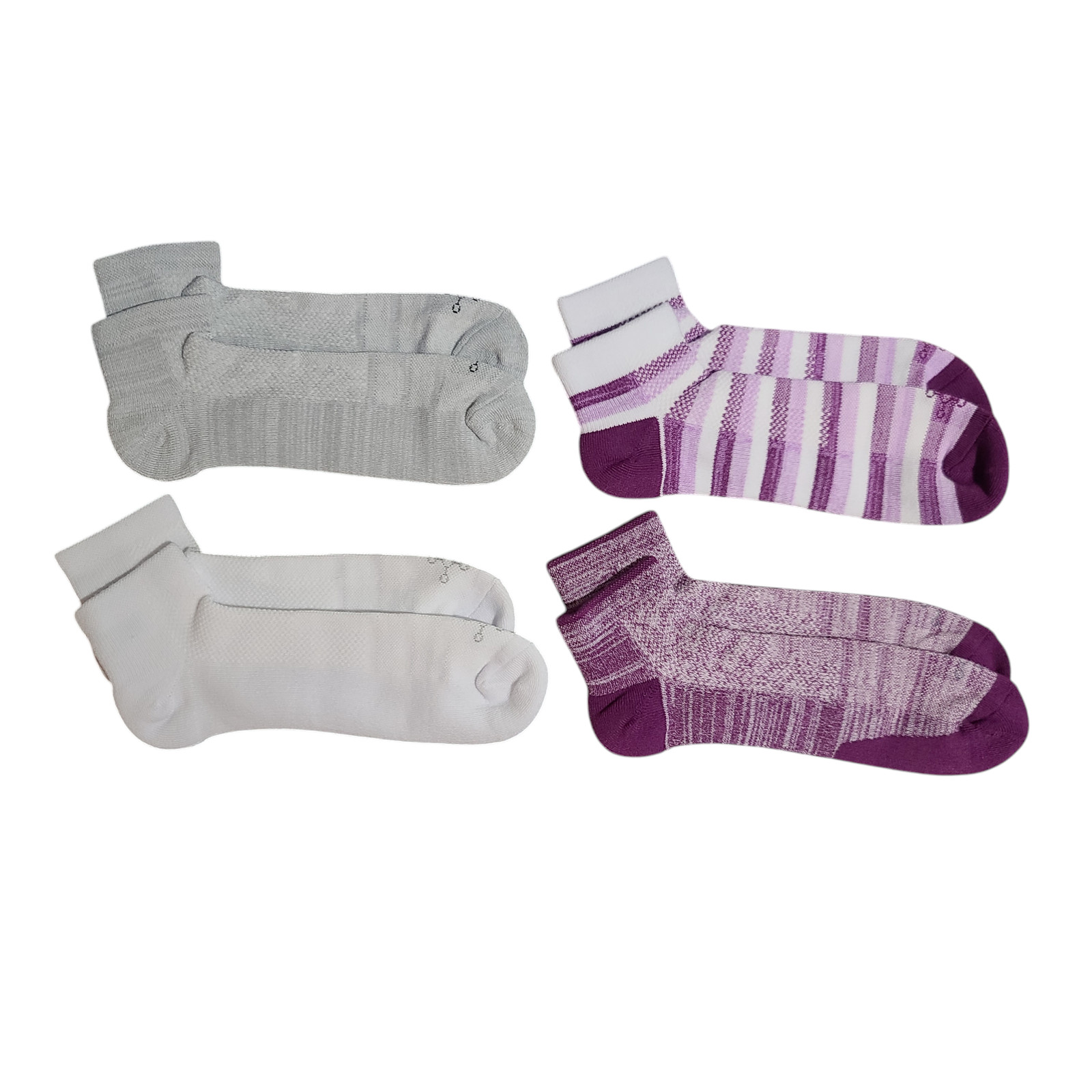 Tommie Copper 4 Pack UltraGuard Compression Ankle Socks - Purple Stripe Small