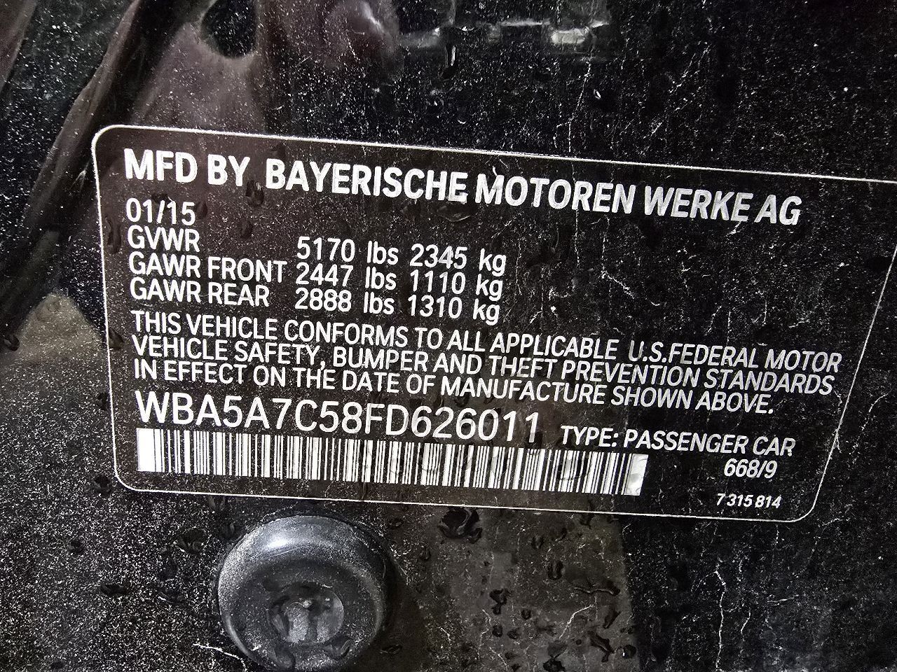 528I 2015 Air Shutter 615822