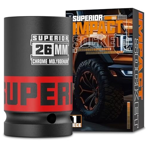 3/4" Drive Impact Socket, 26 mm Deep Socket, Metric Axle 3/4" Drive 26mm Deep