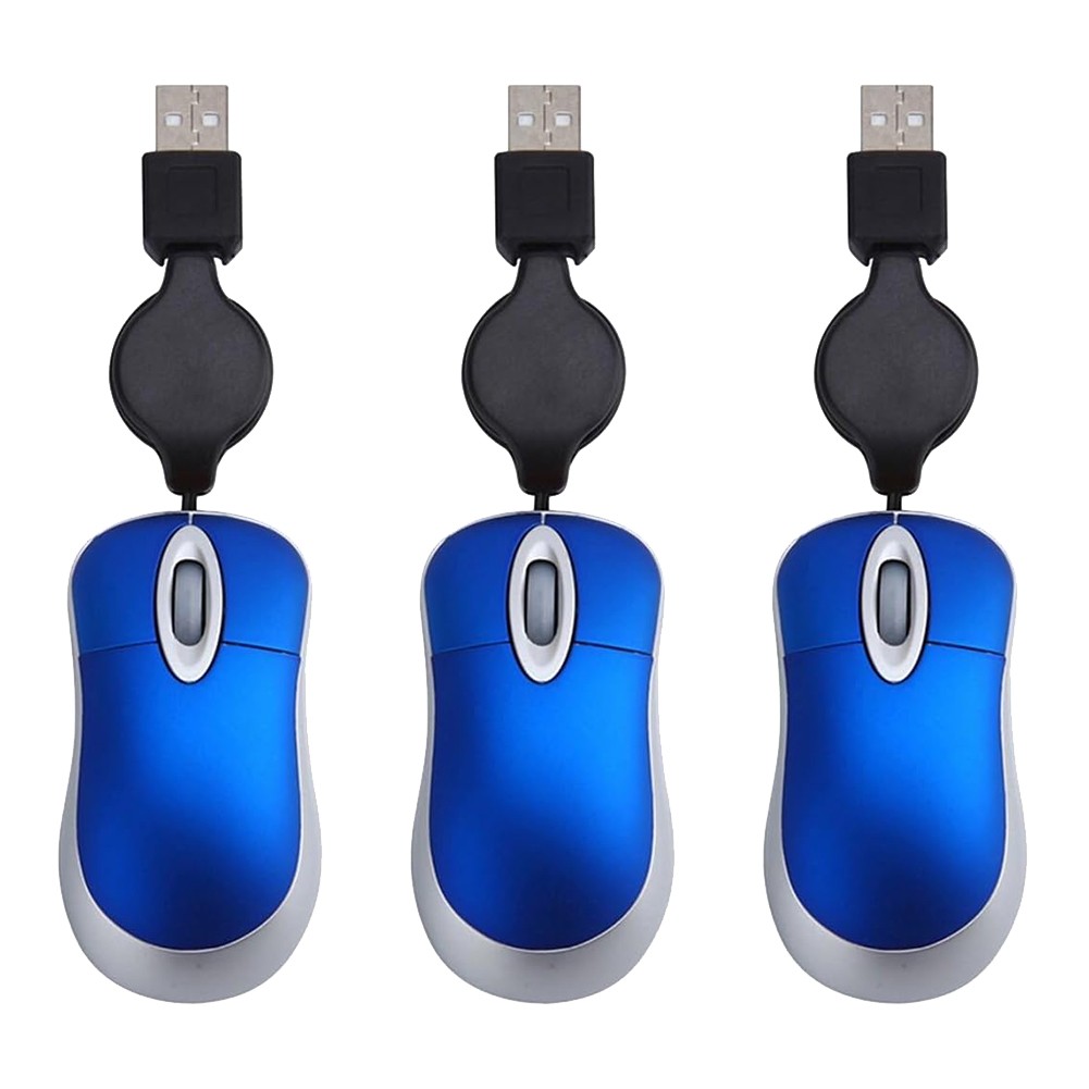 3PCS Wired Mouse Retractable Mouse Corded Mouse  Mouse USB Optical Mouse5173