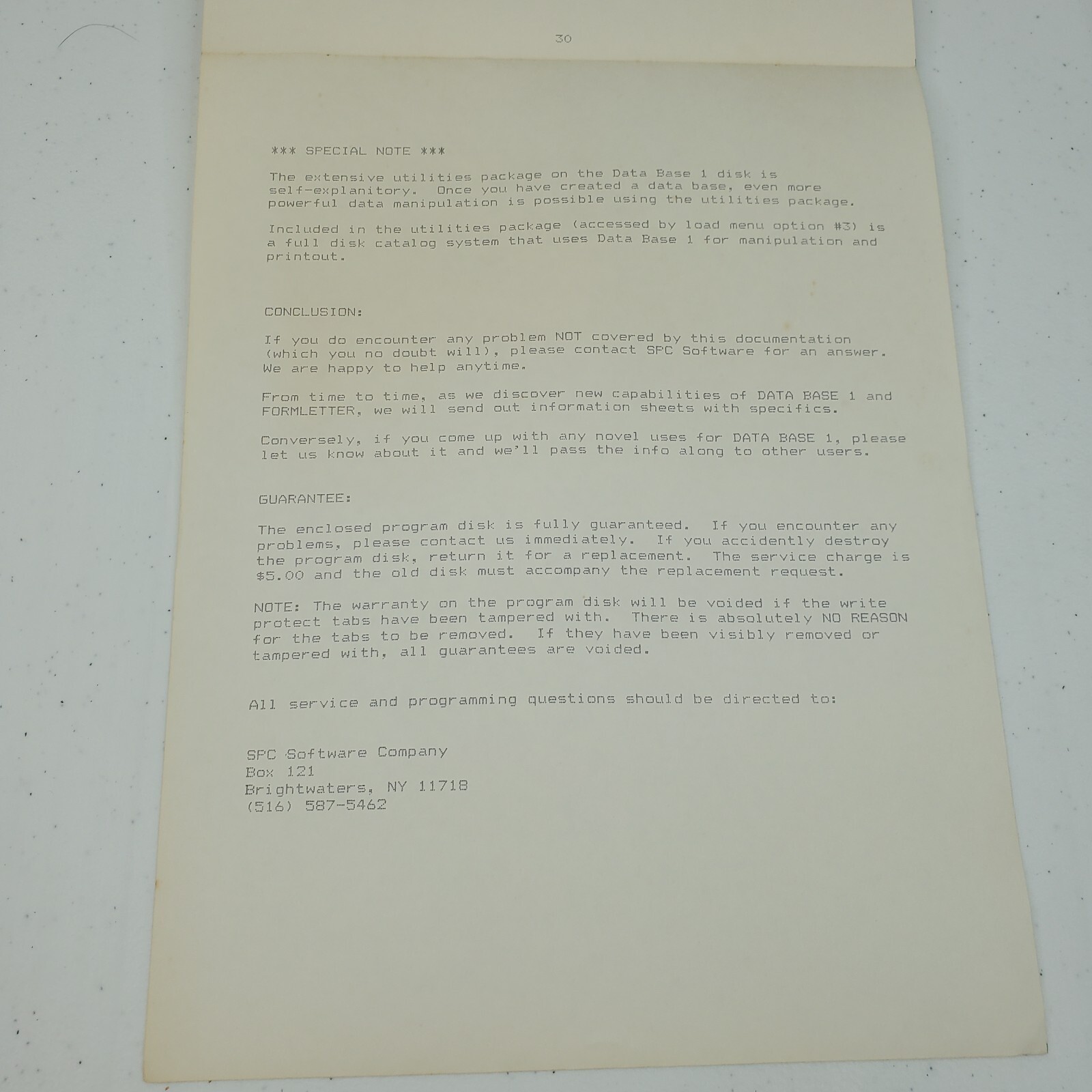 TI-99/4A Data Base 1 Computer Game Manuel Instructions Only Guide SPC Software