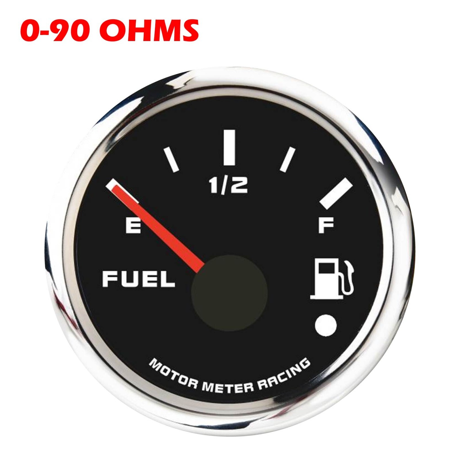 W PRO 52mm 2-1/16" Fuel Level Gauge 0-90 ohms White LED Warning Waterproof