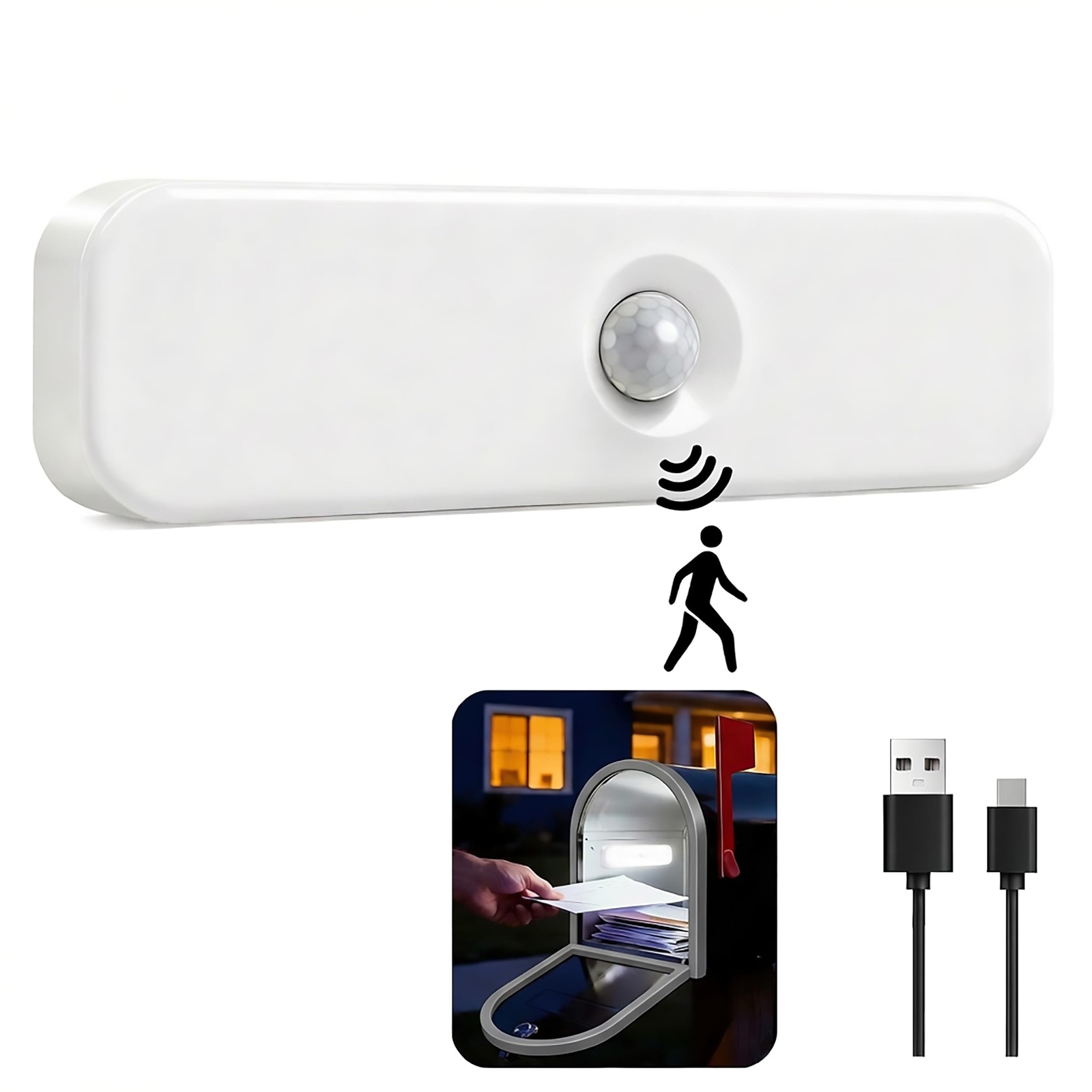 Rechargeable Mailbox Light, Wireless Motion Sensor Mailbox Lights, Magnetic L...