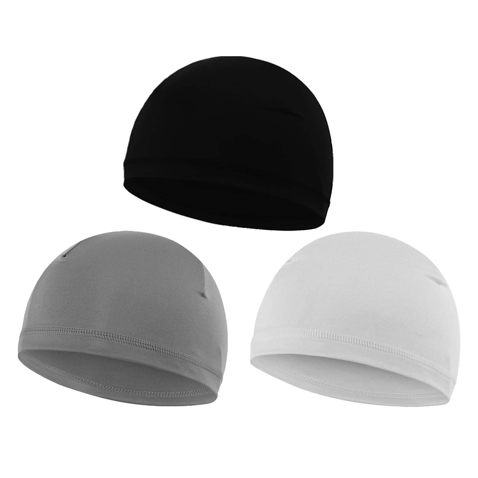 Holiberty 3pcs Kids Skull Caps 3-12 Years, Black + Grey + White, Pack of 3