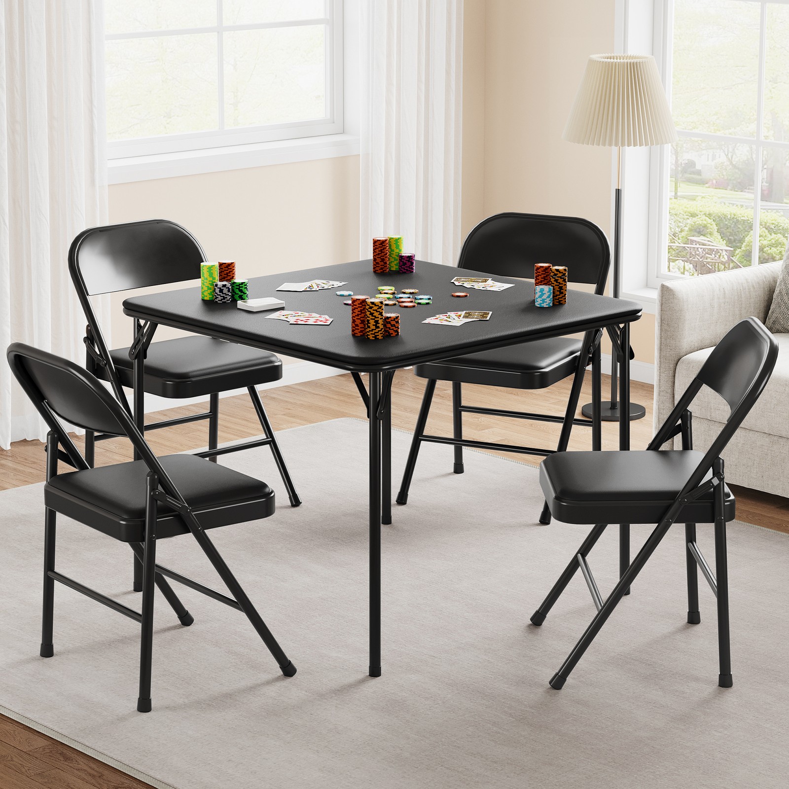 Portable Metal Folding Table Square Folding Table Folding Card and Chess Table