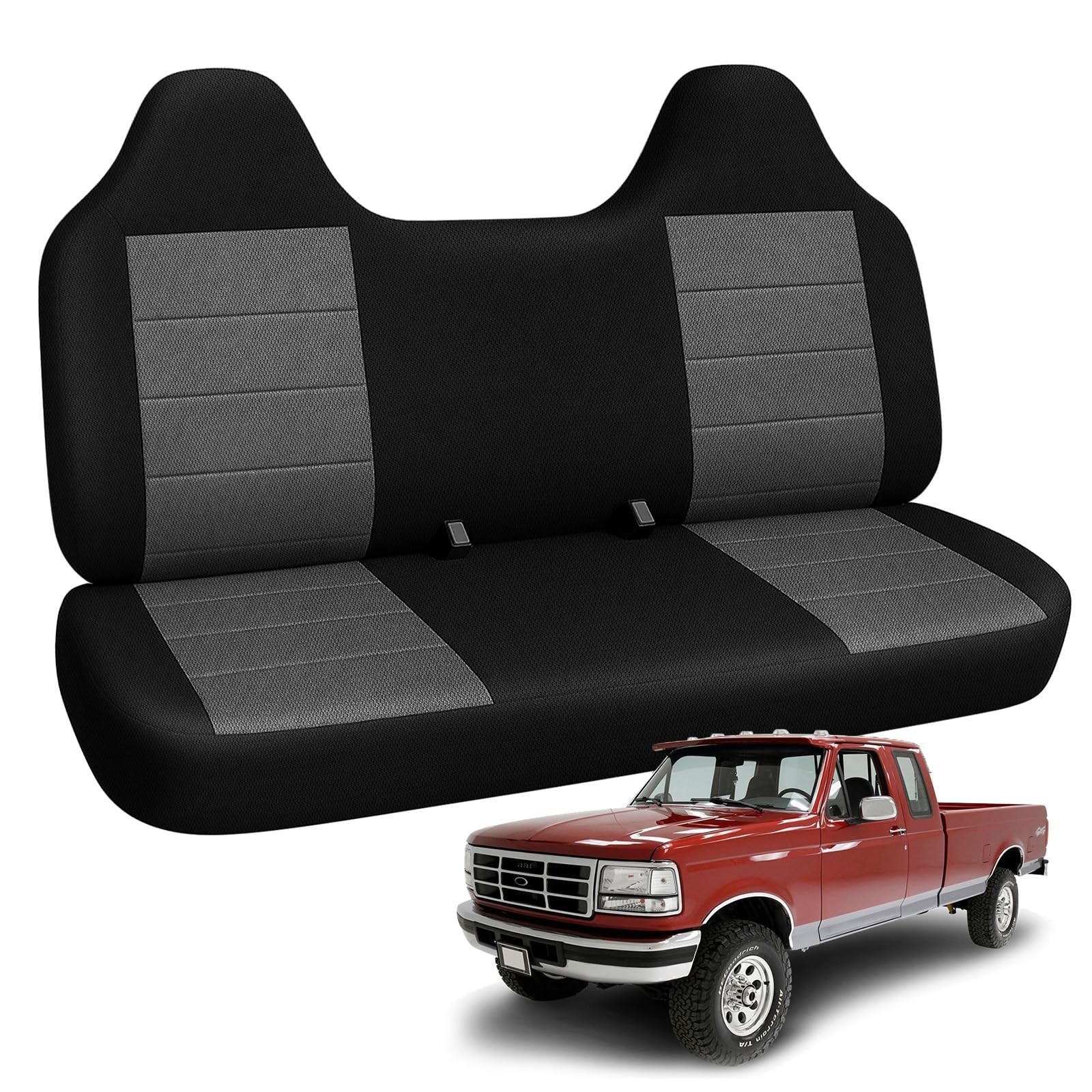 Bench Seat Cover Fits Ford F-150 F-250 F-350 1992-1998 Cotton Front Rear Black
