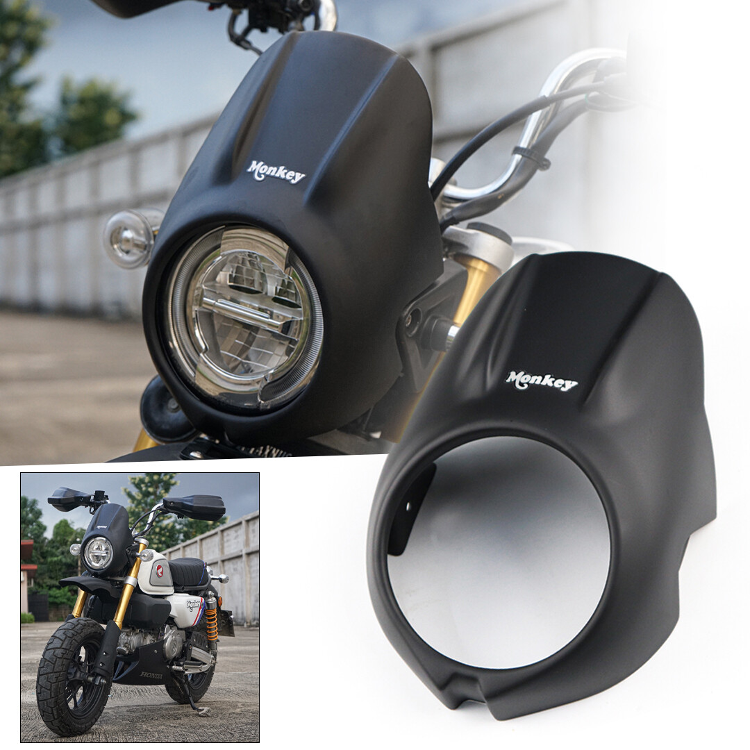 HEADLIGHT COVER WINDSCREEN WINDSHIELD BLACK V.2 FOR HONDA MONKEY Z125 2018-24