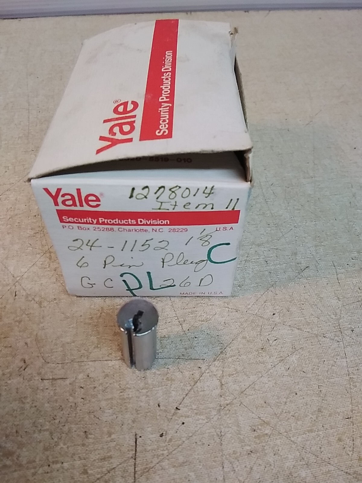 Yale 6 Pin 1152 Cylinder Plug 1-1/8 Silver