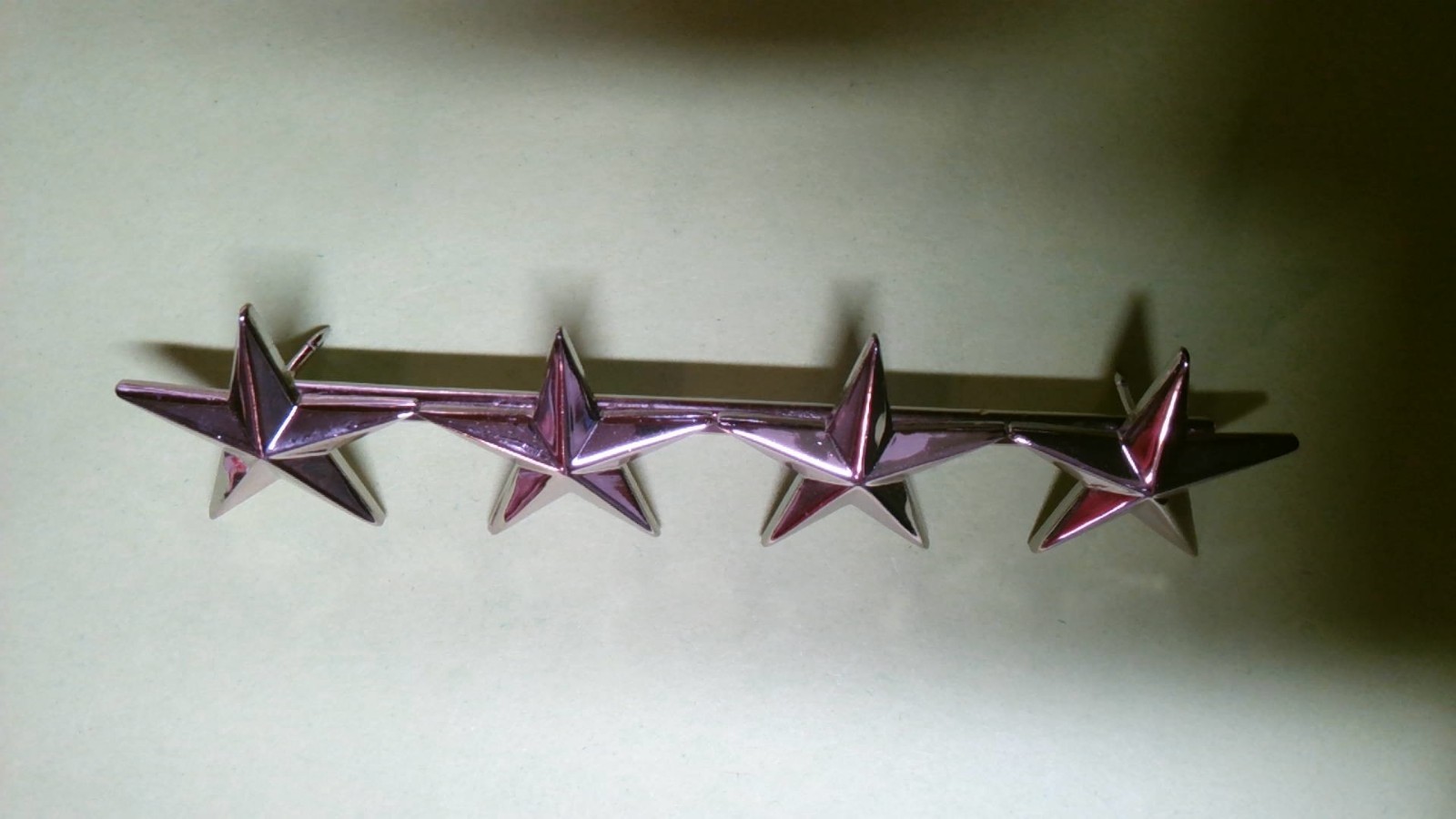 US MILITARY INSIGNIA FOUR STAR GENERAL CHROME SHINY 4 INCHES LONG 2 CLUTCHBACKS