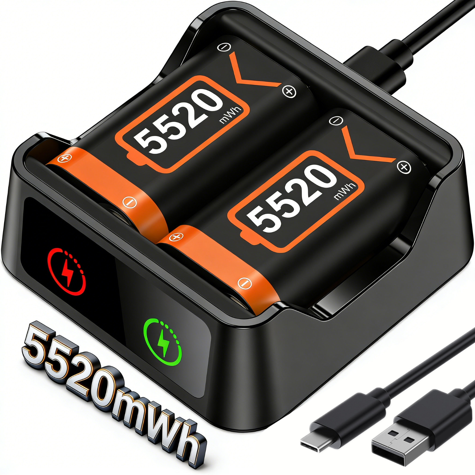 2*5520 mAh Rechargeable Battery & Charging Station for Xbox One /Xbox Series X|S