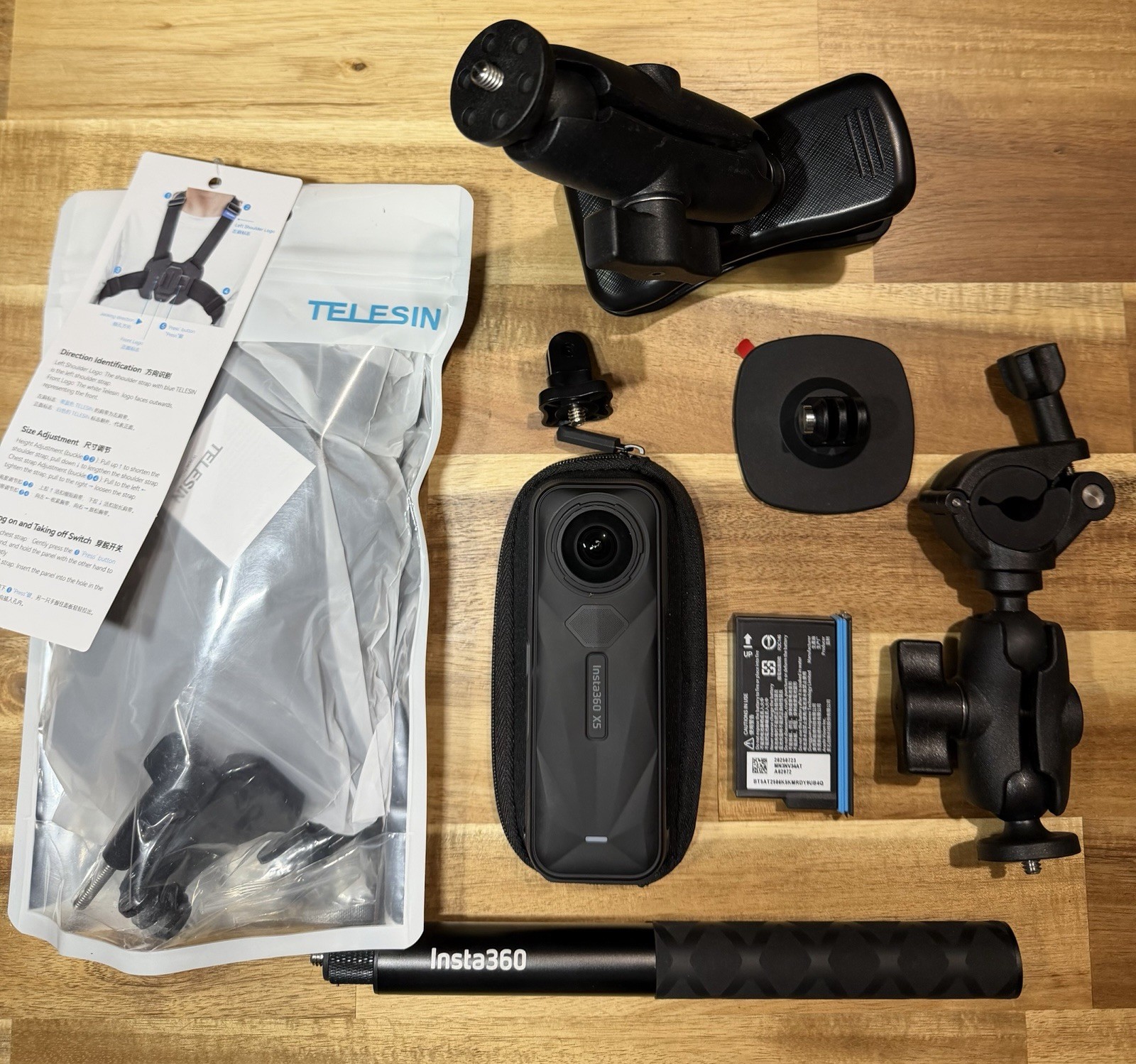 Insta360 X5 360 8K Action Camera + Motorcycle Mount + Invisible Stick + Chest