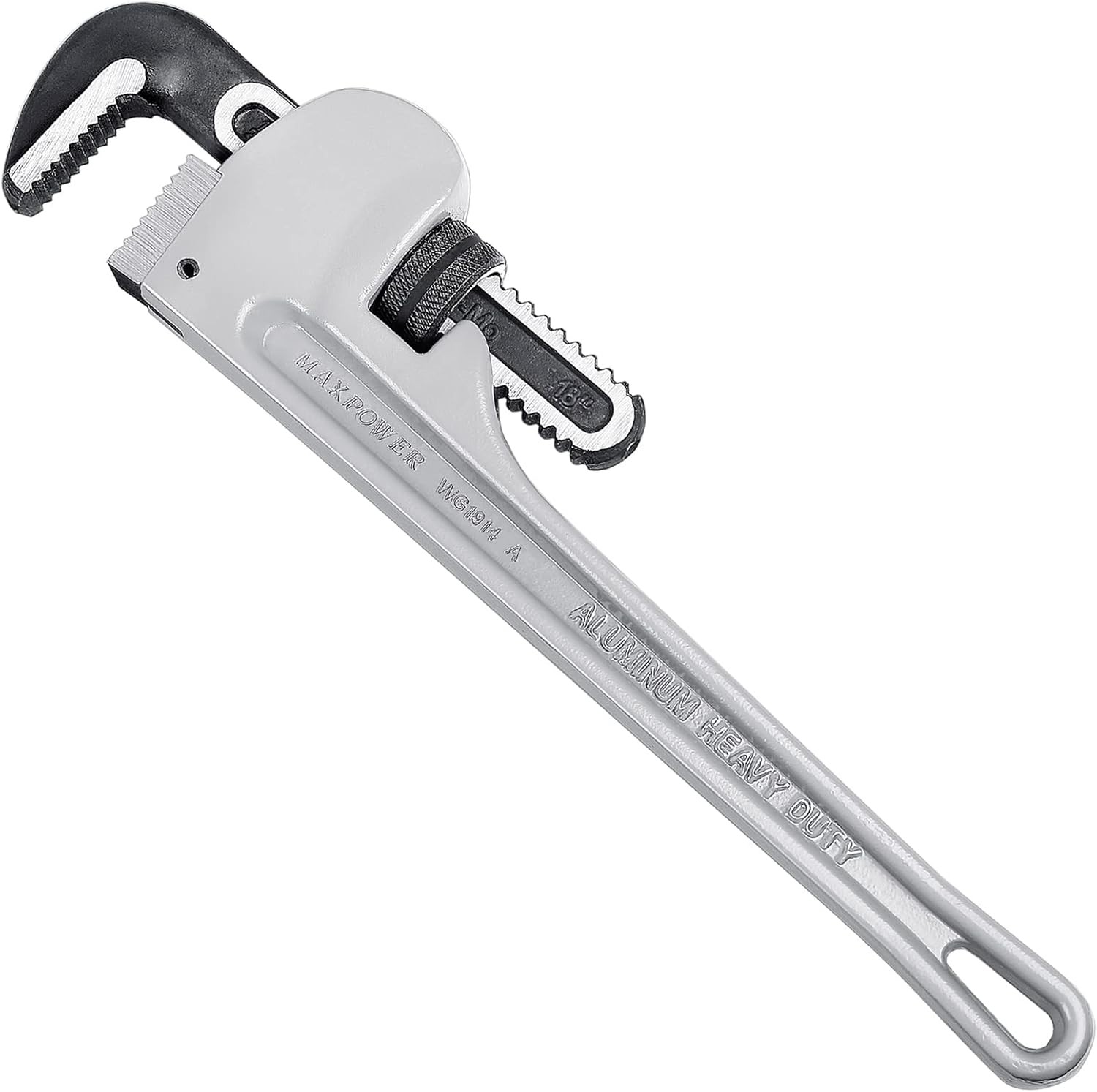 MAXPOWER 18-inch Pipe Wrench, Heavy Duty 18 Straight Silver