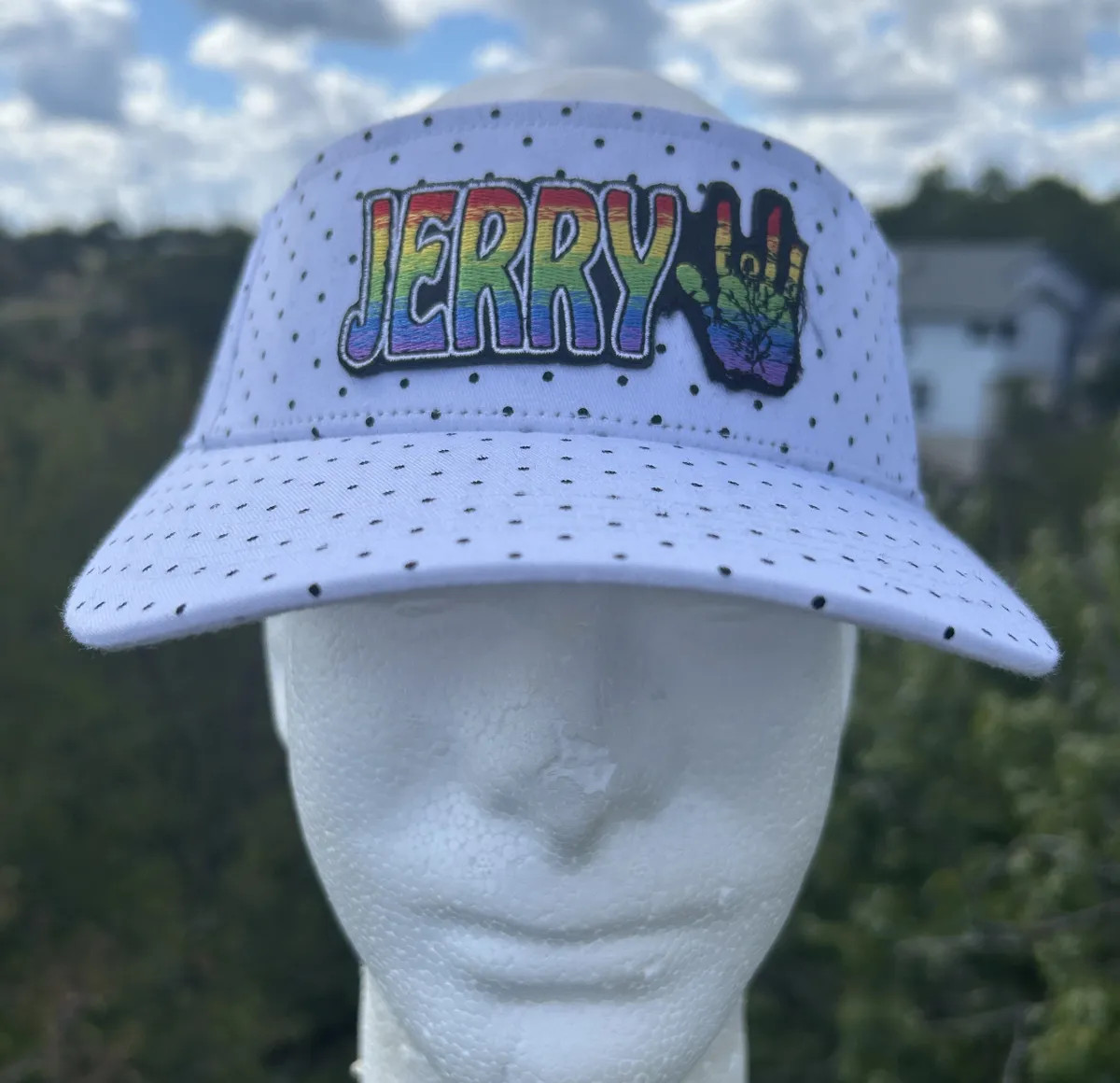 Grateful Dead "Jerry Waves" Polka Dot Visor - White / Black