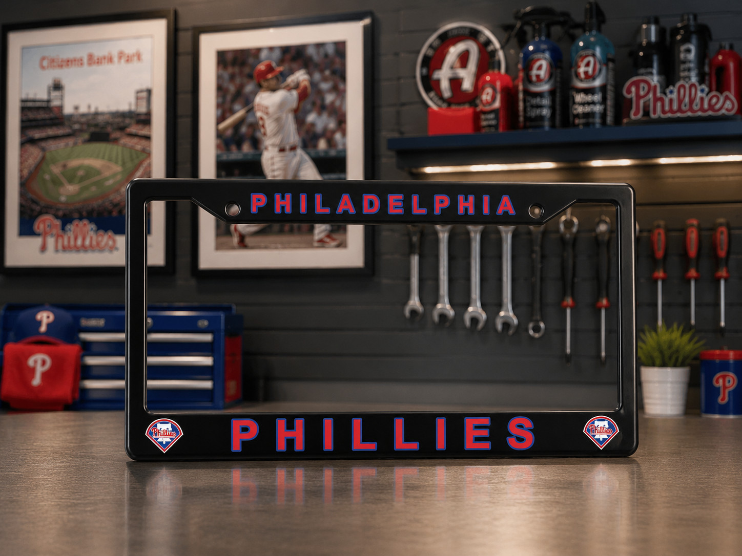 Philadelphia Phillies Black License Plate Frame Cover - Black - Eliteauto3k