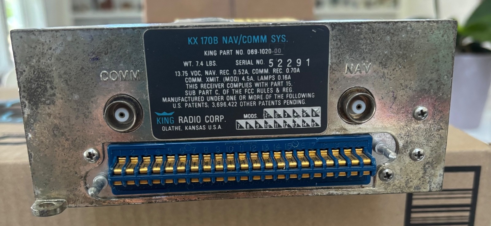 BENDIX KING KX-170B NAV/COM, 089-1020-00; MODS 1-6