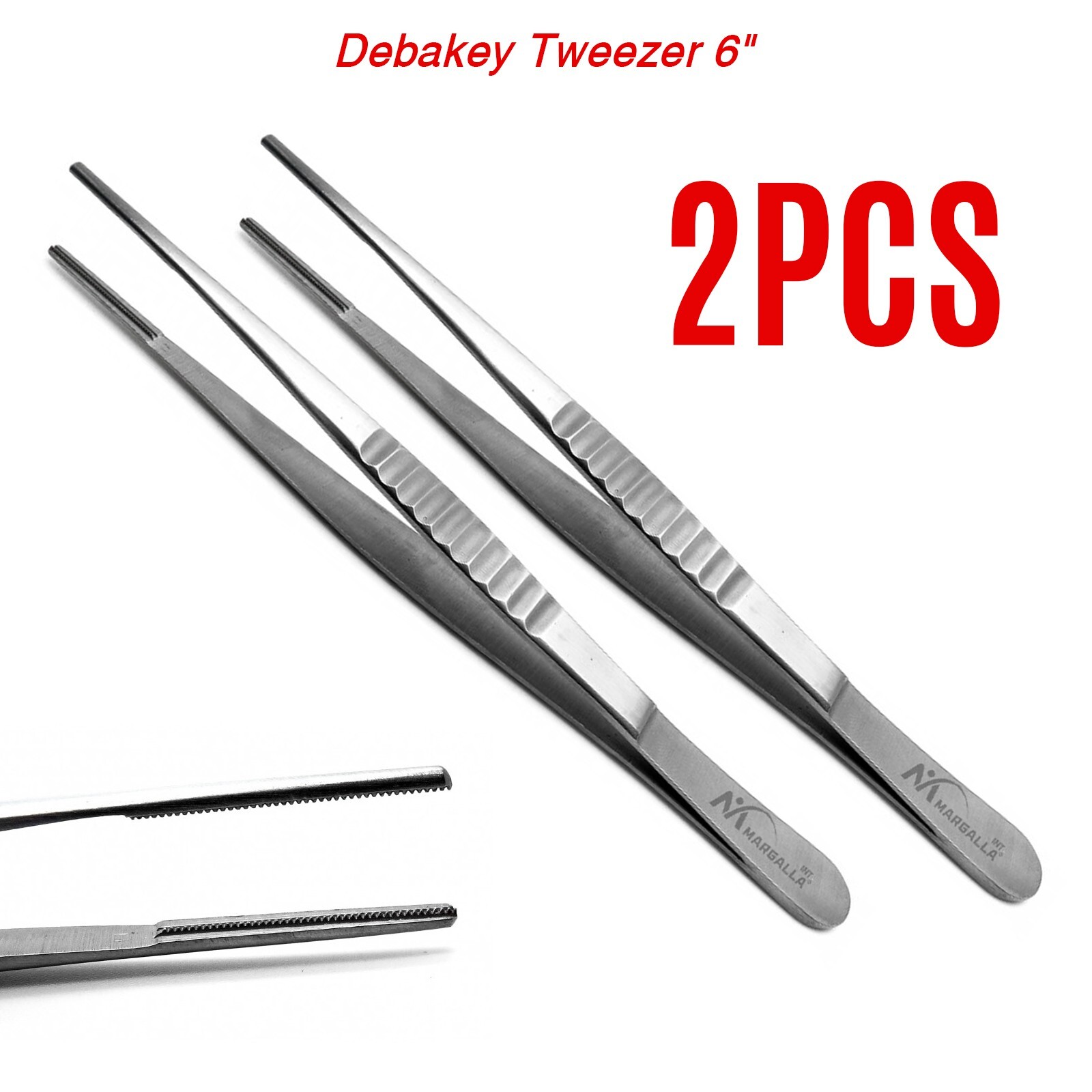 2Pcs Dental Debakey Tweezer 6" Froceps Atraumatic Veterinary Surgical Instrument