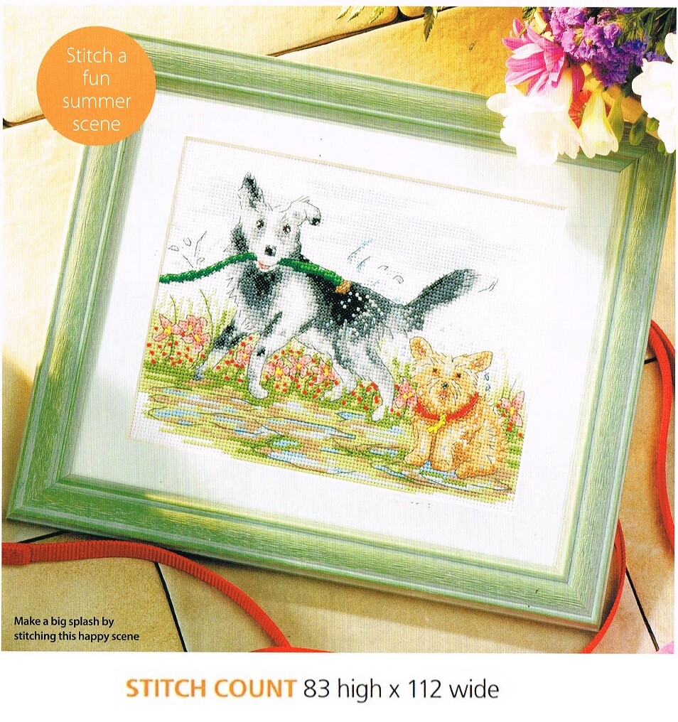 DOGS IN THE GARDEN CROSS STITCH  PATTERN ONLY -  HH  C