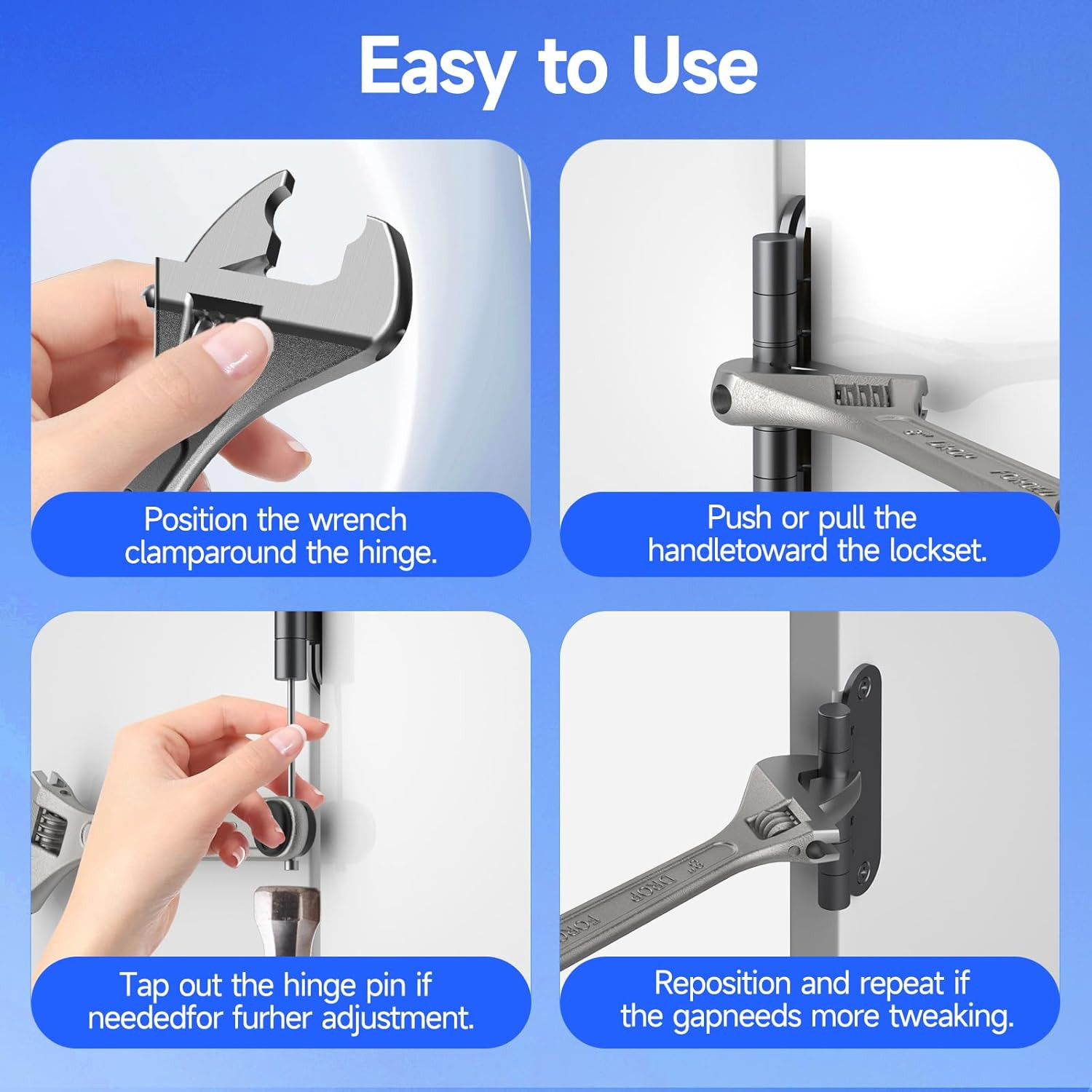 Knuckle Bender Adjustable Door Hinge Tool with Built-In Hinge Pin Remover, Heavy