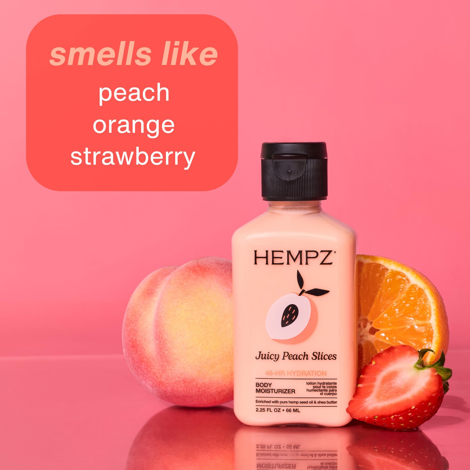 Hempz Mini Juicy Peach Lotion, Ultra Hydrating 2.25 Fl Oz (Pack of 1), Clear