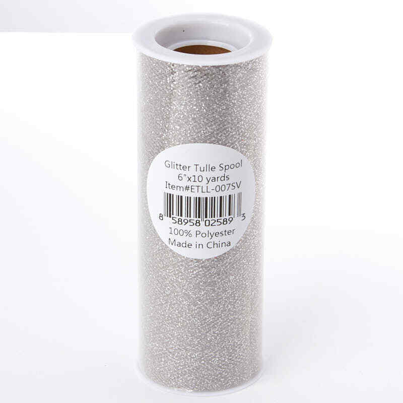 Factory Direct Craft Silver Glittered Tulle Netting | 2 Pieces