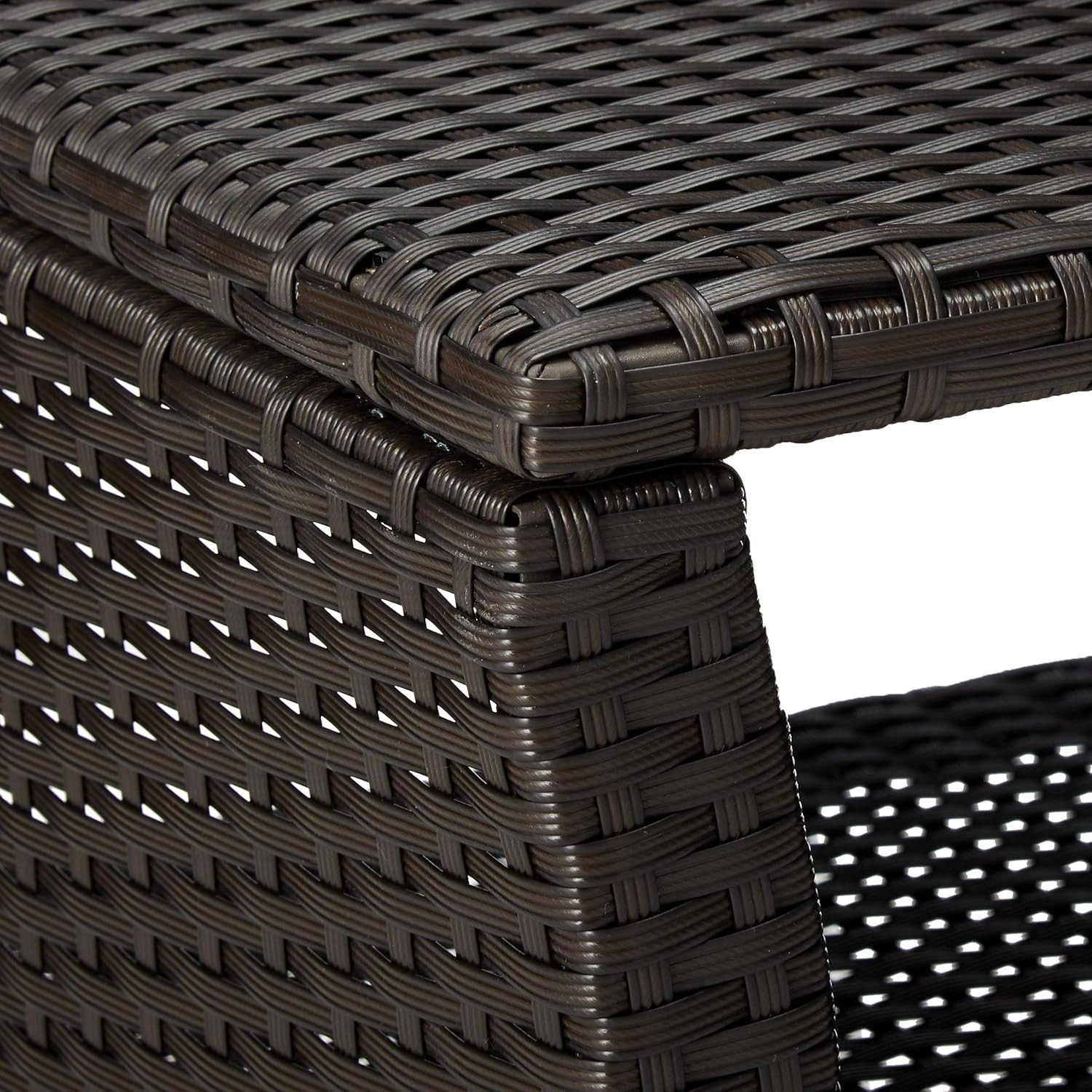 Justin Outdoor Wicker Coffee Table, Brown, Black