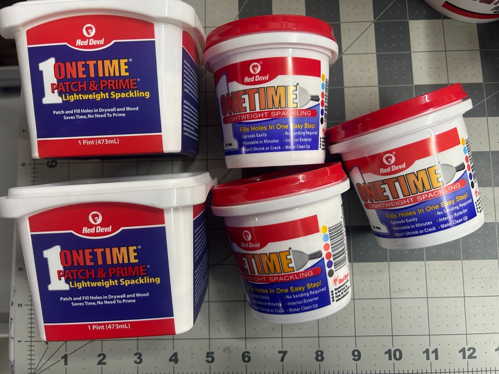 5-pack lot Pint Red Devil Onetime Patch & Prime Lightweight Spackling White 0540