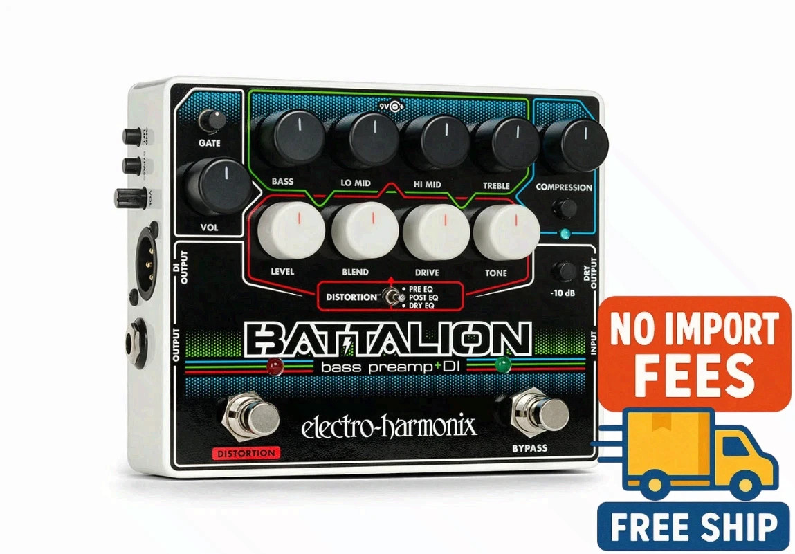 🔥 NEW Electro-Harmonix EHX Battalion Bass Preamp DI Pedal w/ Power supply