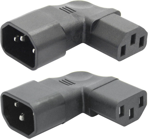 1Pair 90 Degree IEC 320 C14 Male to C13 Female Converter Adapter, 10A Black