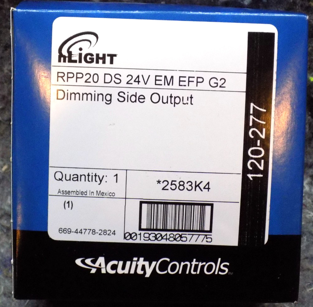 New in box! Acuity/nLight RPP20 DS 24V EM UL924 Emergency Dimming (0-10v) Relay