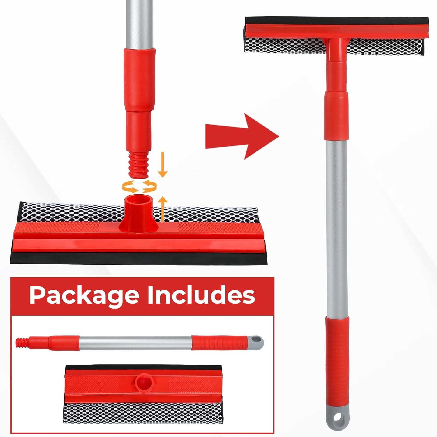 Windshield Cleaner Tool 2 in 1 Car Window Squeegee with Extendable Handle