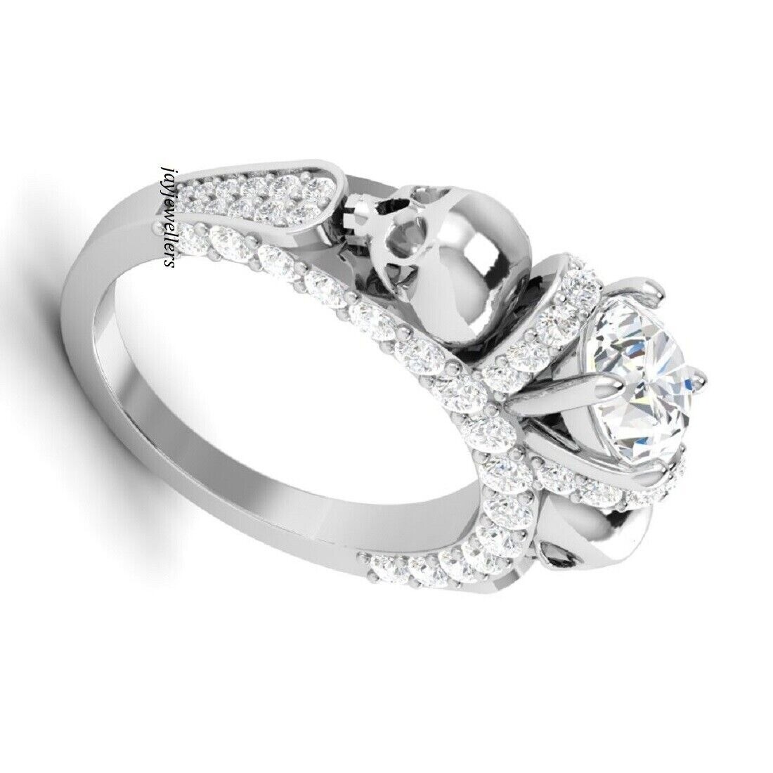 Lab-Created 2.10 Ct Round Cut Diamond Engagement Ring 14K White Gold Plated