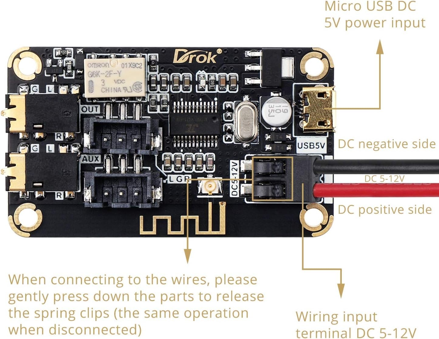 Compact 12V Bluetooth 4.2 Receiver Module - Perfect for DIY Audio Projects