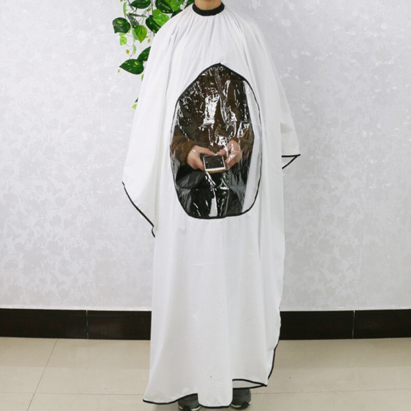 Hair Cutting Barber Cape with Window Phone Viewing Apron Stylist Gown US Fast