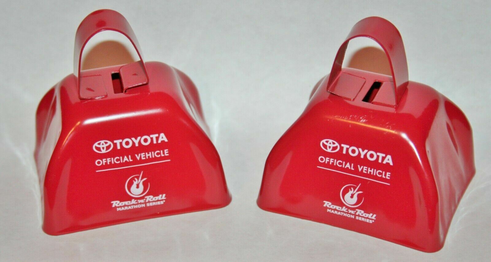 2 ROCK N ROLL MARATHON Toyota Red Mini COWBELLS 3" Running 5K 10K Cheer Race NEW