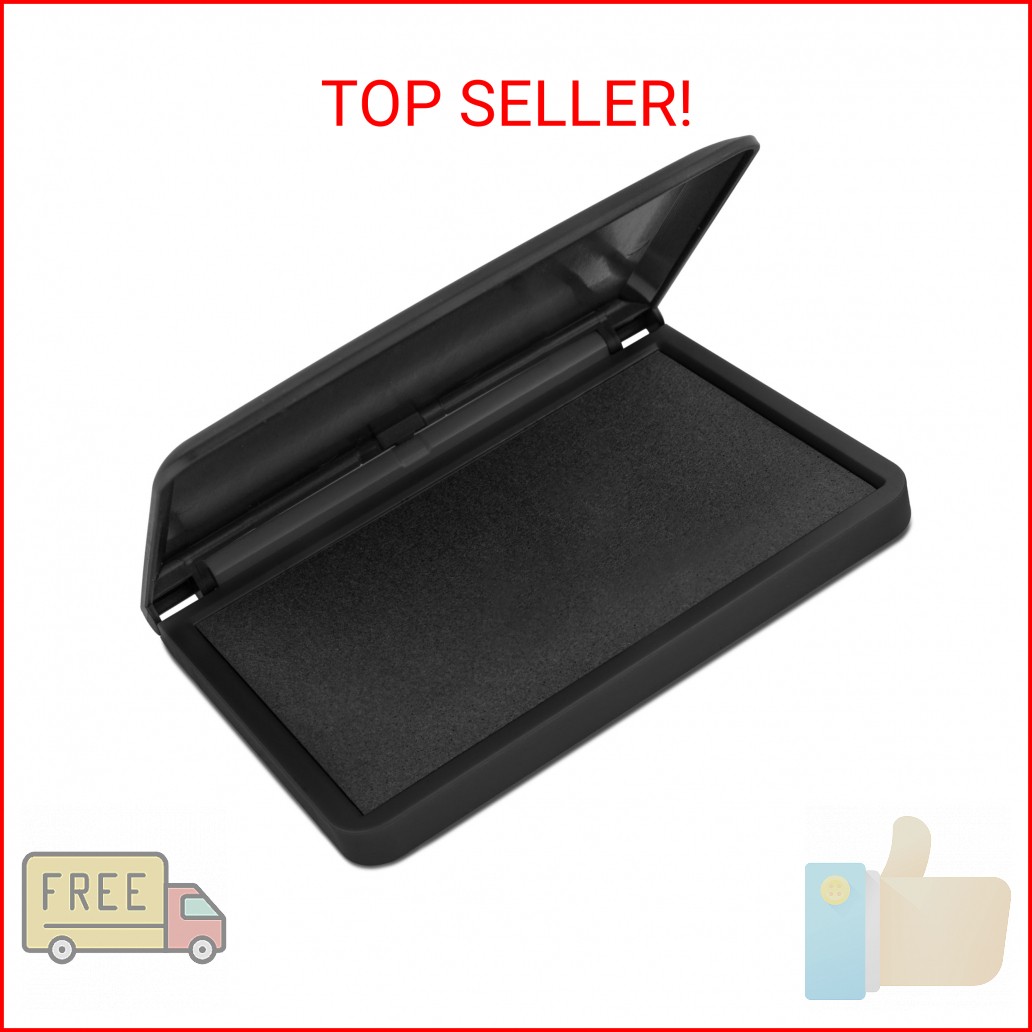 MaxMark Large Black Stamp Pad - 2-3/4" by 4-1/4" - Premium Quality Felt Pad