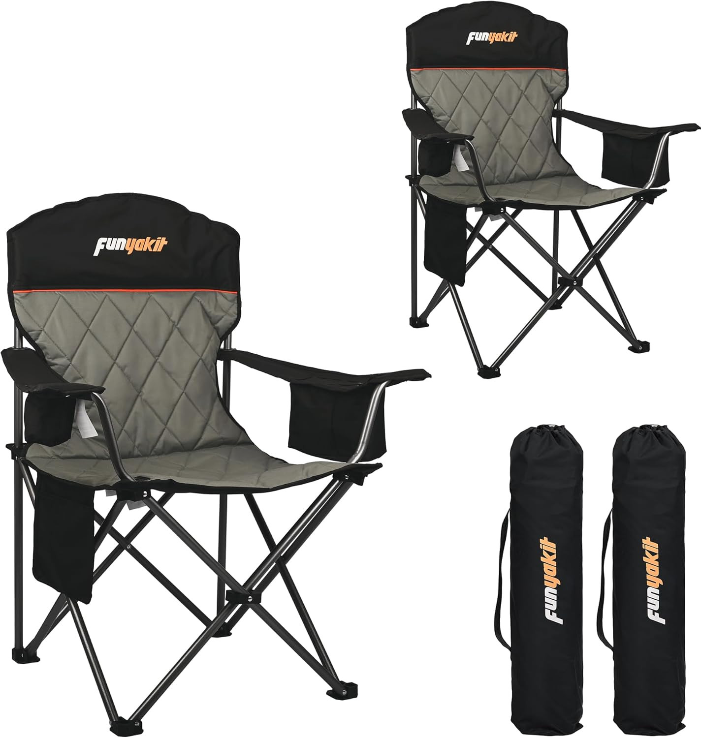 Oversized Padded Camping Chairs with Lumbar Support& Cooler Bag | Heavy Duty 400