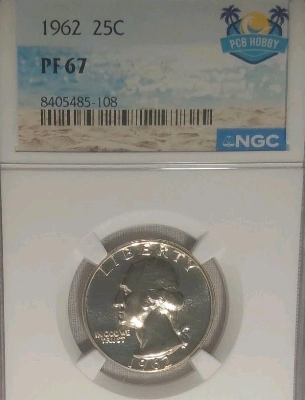 1962 P Graded NGC PF67 Silver Washington Quarter 25c US Coin PCB Hobby Free Post