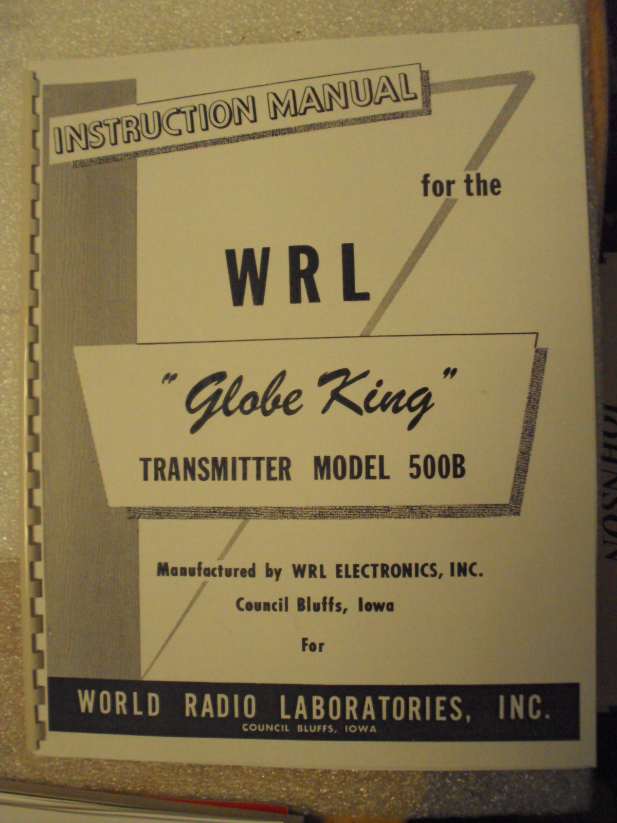 WRL Globe King Transmitter 500B Manual reprint