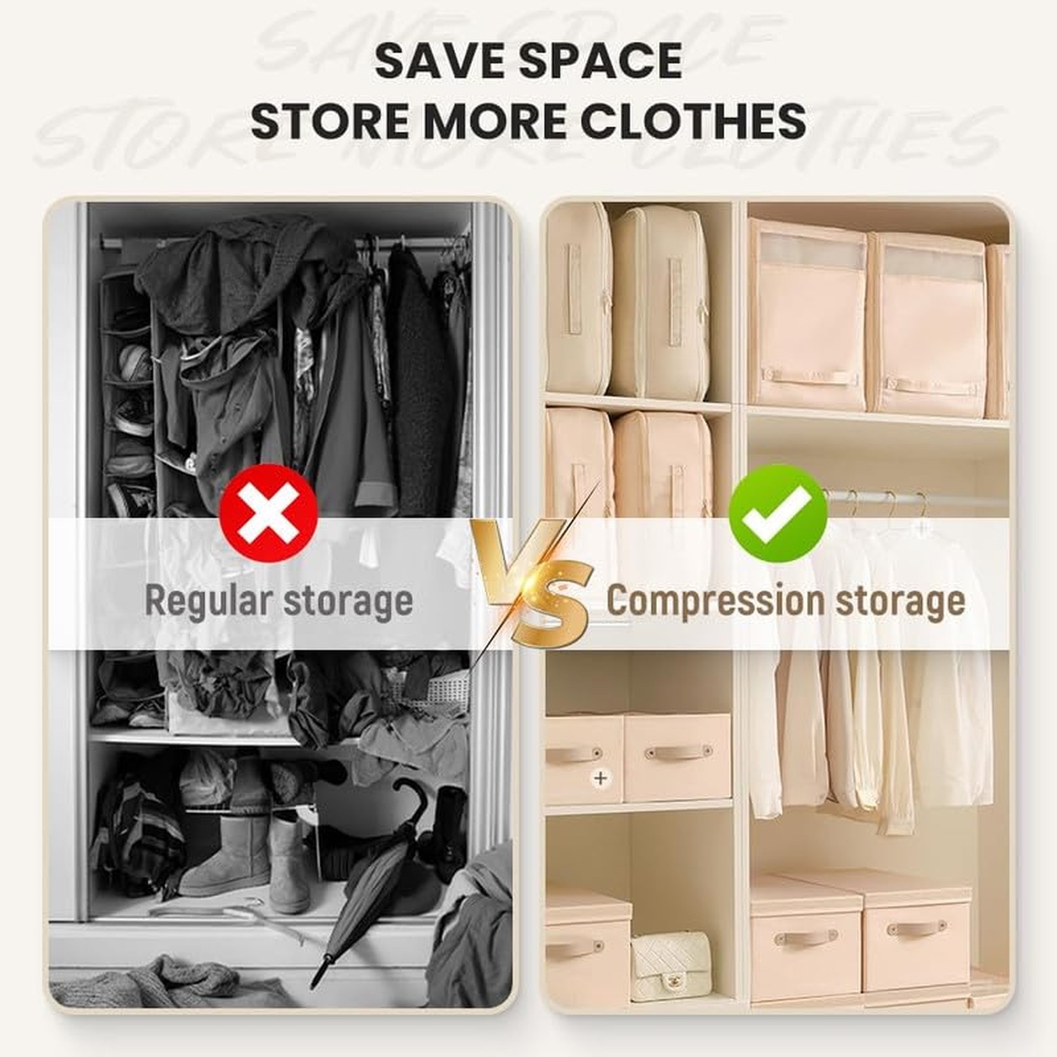 Space Saving Self Compression Organizer,Compression Duvet Storage Bag Large C...
