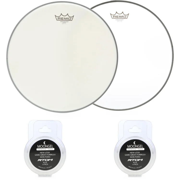 Remo Ambassador Coated 2-piece Snare Propack with RTOM Gels - Bundle