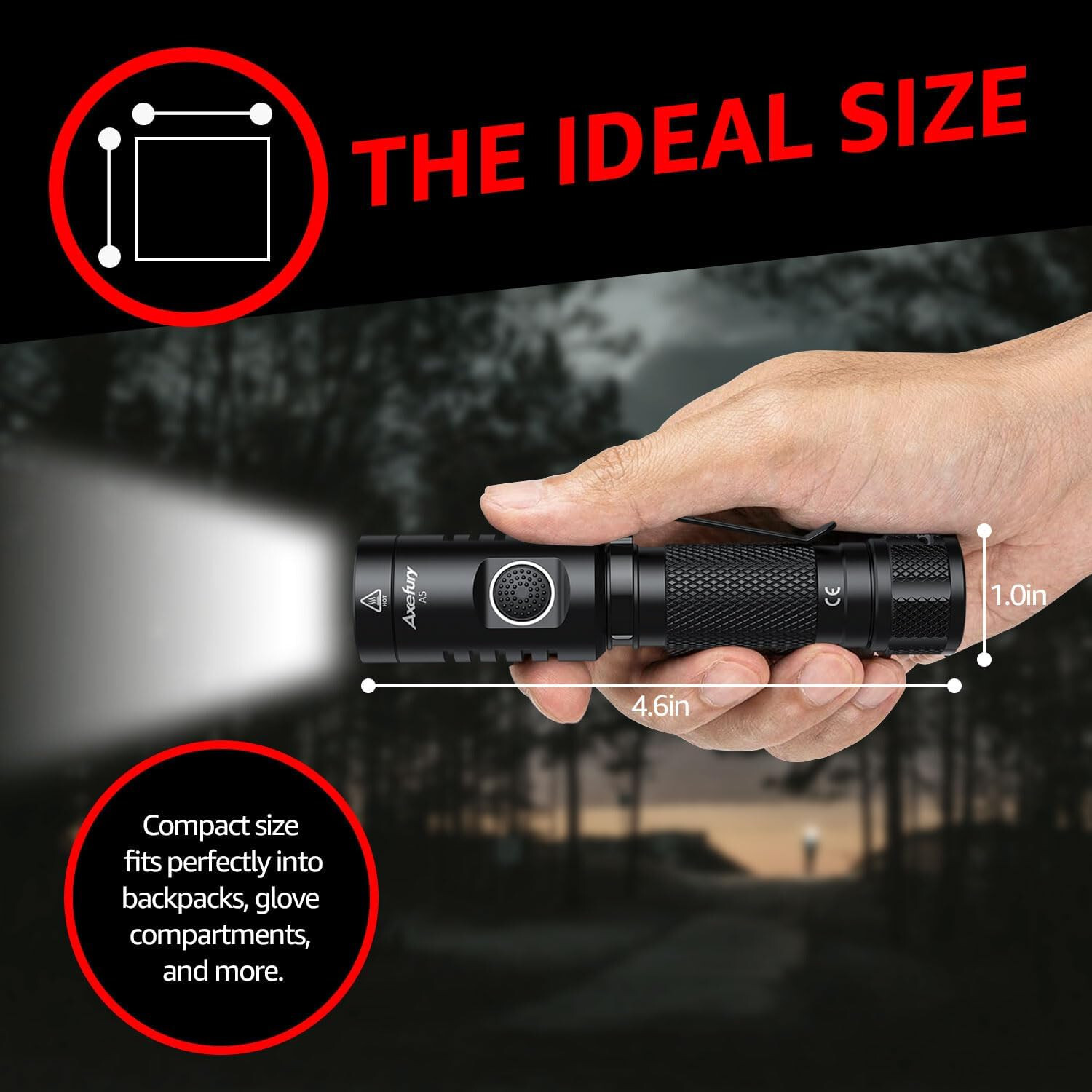2Pack, axefury A5 Magnetic LED Flashlight, Tactical Flashlight, Cob worklight