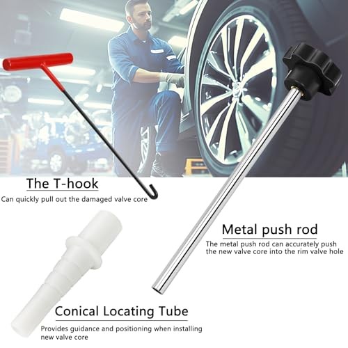 23PCS Tire Valve Stem Tool，Quick Change Valve Installer Kit with Black